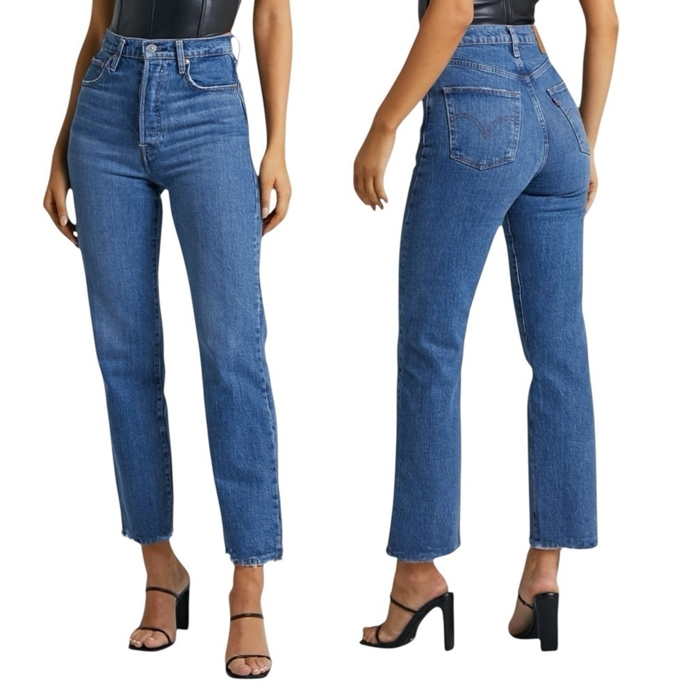 Levi’s Ribcage Straight Ankle Size 18W Medium Wash Raw Hem Cropped